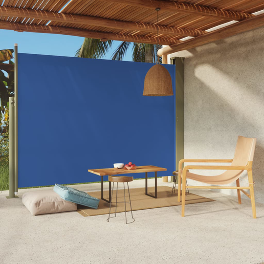 vidaXL Sisäänvedettävä terassin sivumarkiisi 220x300 cm sininen