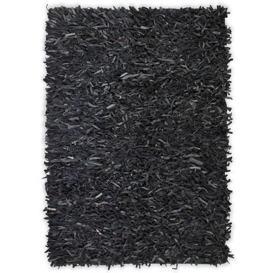 vidaXL Shaggy-matto aito nahka 190x280 cm harmaa