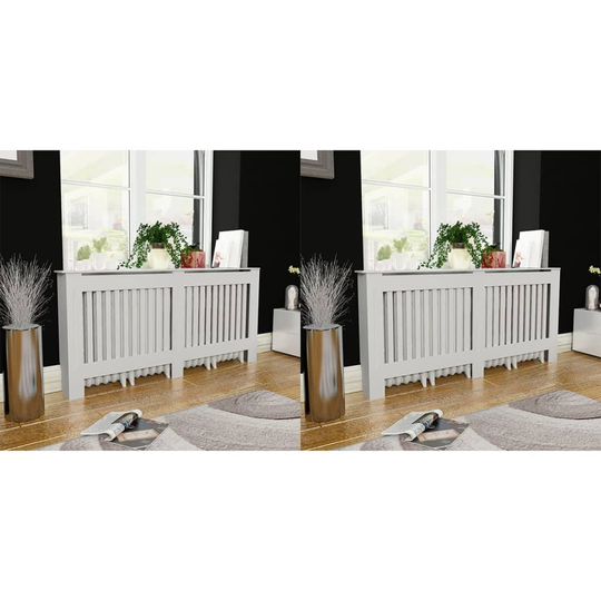 vidaXL Lämpöpatterin suojat 2 kpl MDF 172 cm valkoinen
