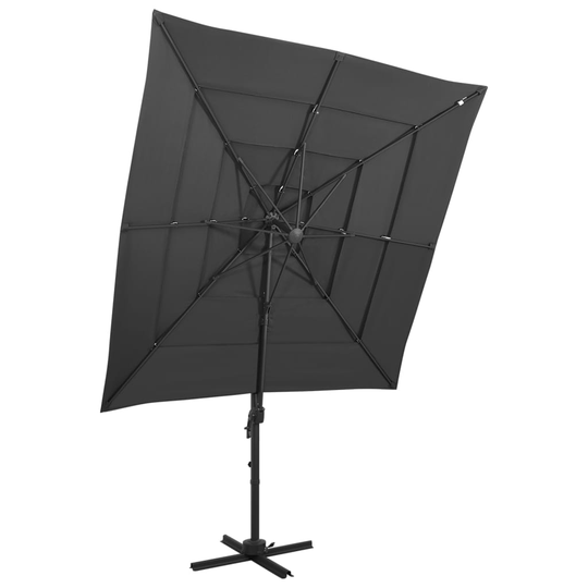 vidaXL 4-tasoinen aurinkovarjo alumiinitanko antrasiitti 250x250 cm
