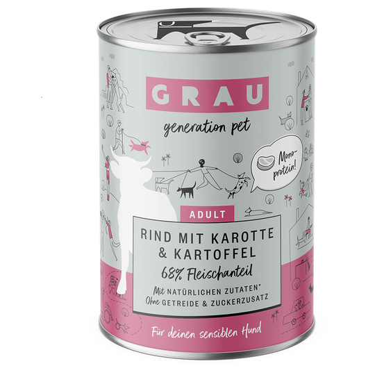 GRAU -koiranruoka 6 x 400 g - Nautaa porkkanalla & perunalla