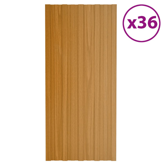 vidaXL Kattopaneeli 36 kpl galvanoitu teräs vaalea puu 100x45 cm