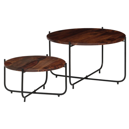 vidaXL Sohvapöytäsarja 2 kpl täysi seesampuu 60x35 cm