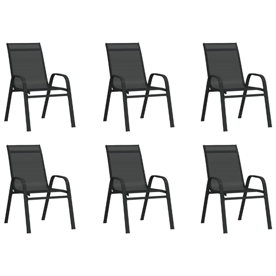 vidaXL Pinottavat puutarhatuolit 6 kpl musta Textilene kangas