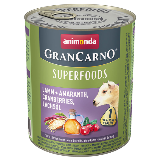 Animonda GranCarno Adult Superfoods -säästöpakkaus 24 x 800 g - lammas + amarantti, karpalo, lohiöljy