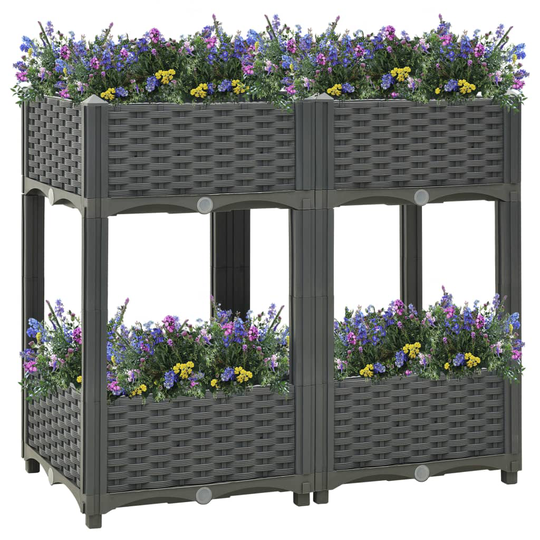 vidaXL Korotettu kukkalaatikko 80x40x71 cm polypropeeni