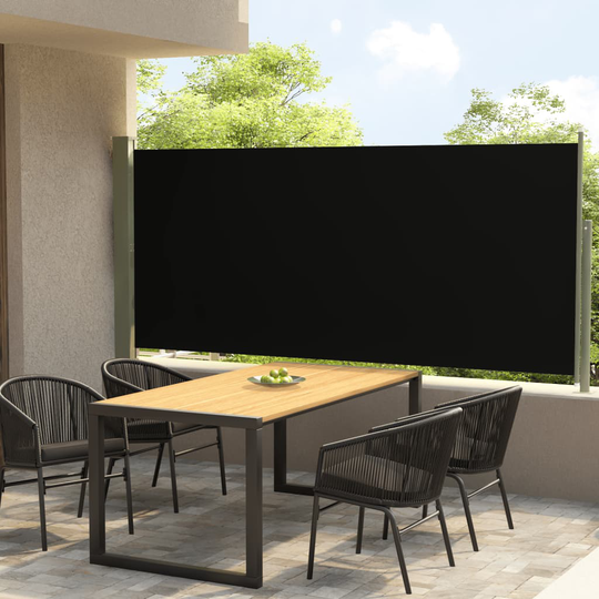 vidaXL Sisäänvedettävä terassin sivumarkiisi 140x300 cm musta