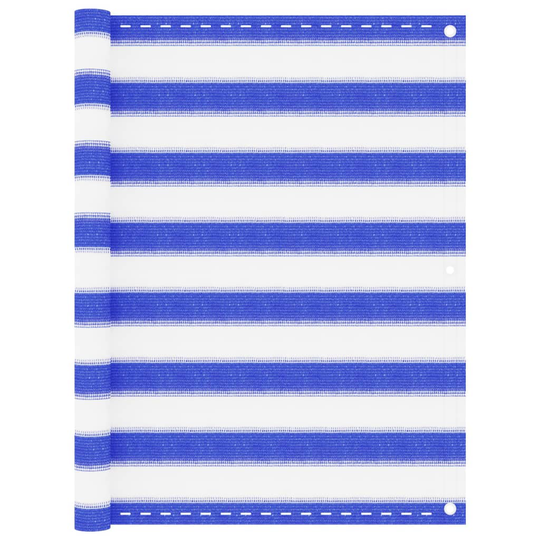 vidaXL Parvekkeen suoja sininen ja valkoinen 90x500 cm HDPE