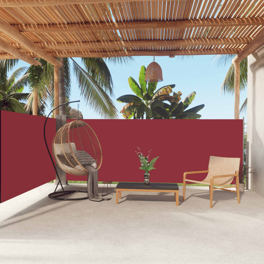 vidaXL Sisäänvedettävä sivumarkiisi punainen 140x600 cm