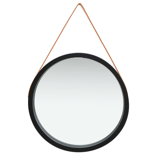 vidaXL Seinäpeili hihnalla 60 cm musta