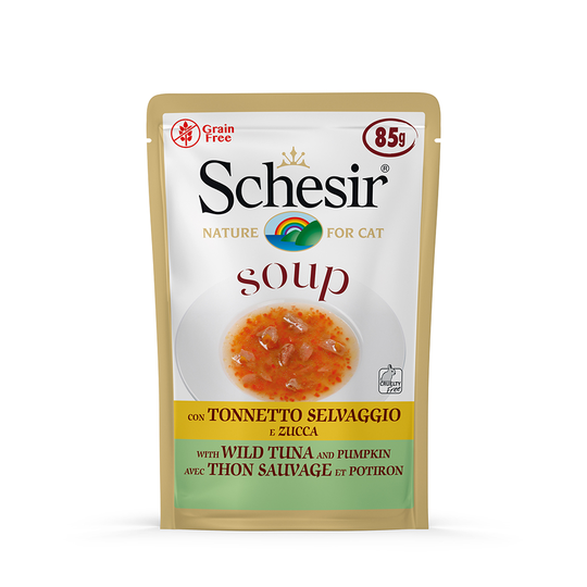 Schesir Cat Soup 12 x 85 g - villi tonnikala & kurpitsa