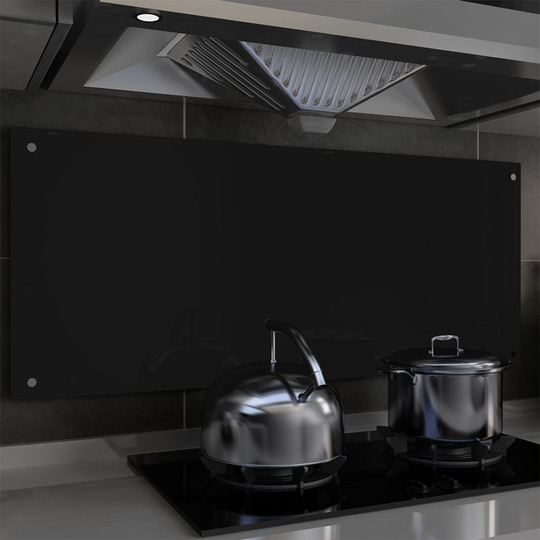 vidaXL Keittiön roiskesuoja musta 120x50 cm karkaistu lasi