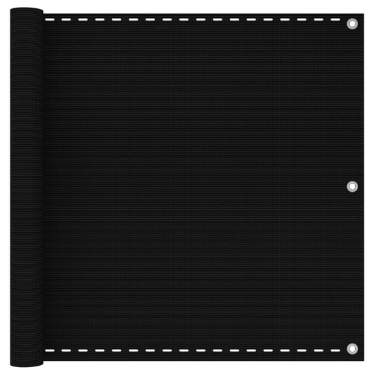 vidaXL Parvekkeen suoja musta 90x600 cm HDPE