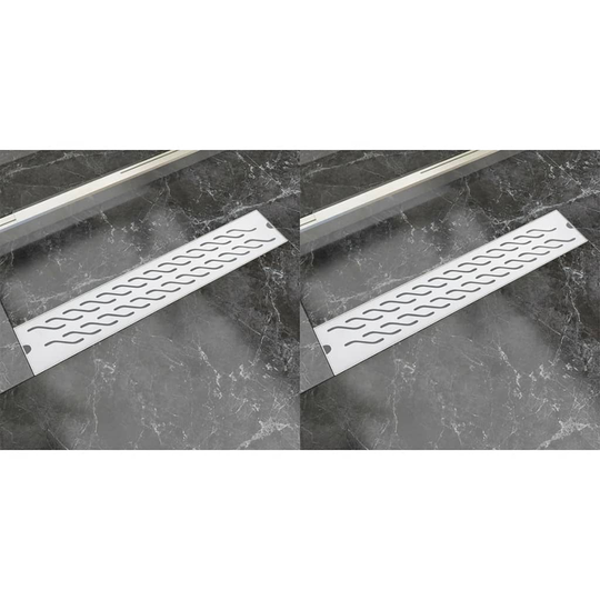 vidaXL Lineaarinen suihkukaivo 2 kpl aalto 630x140mm ruostumaton teräs