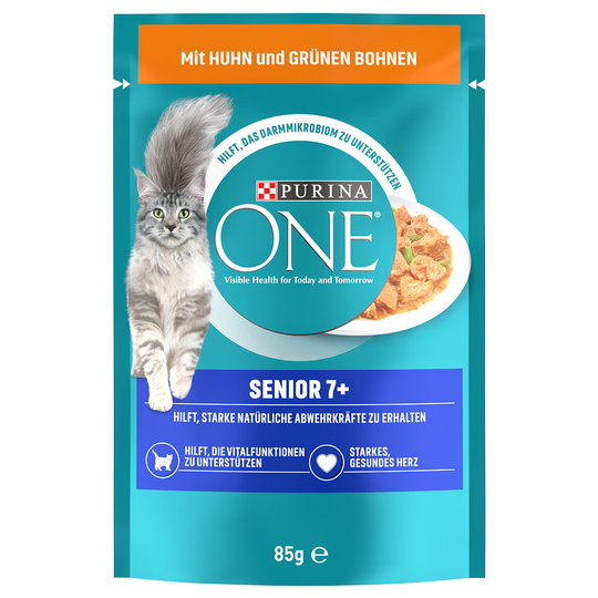 Purina ONE Senior 7+ Chicken - kana ja vihreät pavut (26 x 85 g)
