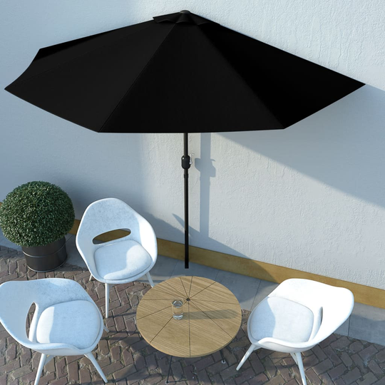 vidaXL Aurinkovarjo ulkotiloihin alumiinitanko musta 300x150x253 cm