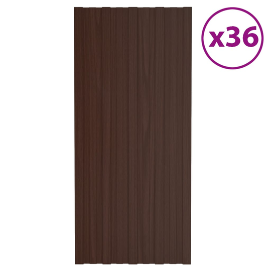 vidaXL Kattopaneeli 36 kpl galvanoitu teräs ruskea 100x45 cm