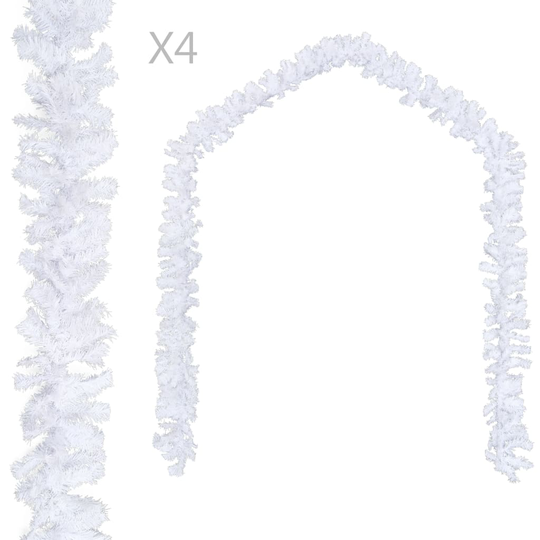 vidaXL Jouluköynnökset 4 kpl valkoinen 270 cm PVC