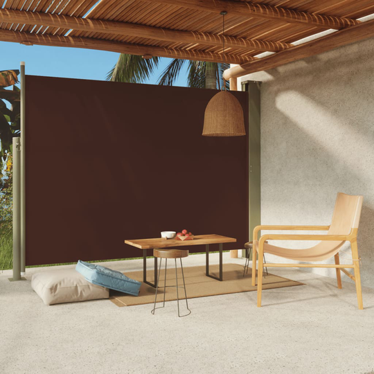 vidaXL Sisäänvedettävä terassin sivumarkiisi 220x300 cm ruskea