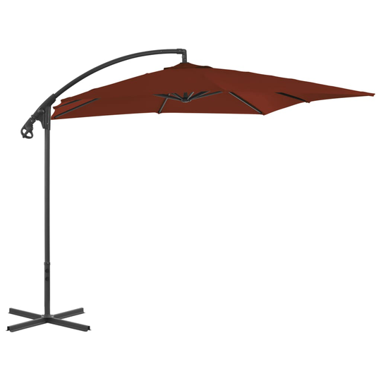 vidaXL Riippuva aurinkovarjo teräspylväällä 250x250 cm terrakotta