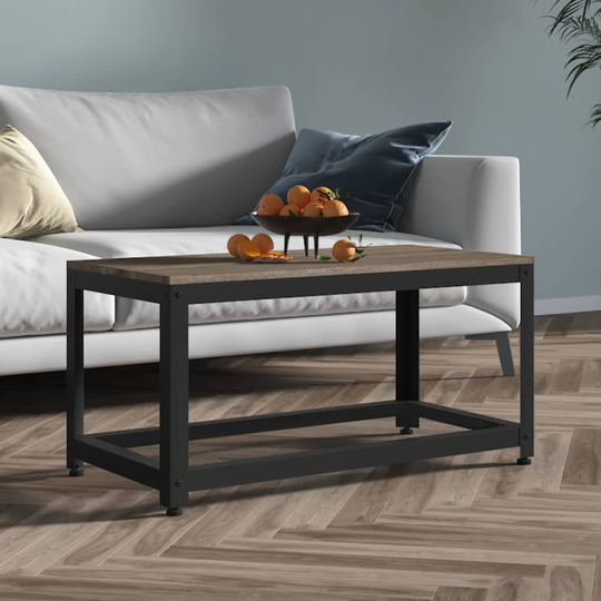 vidaXL Sohvapöytä harmaa ja musta 90x45x45 cm MDF ja rauta