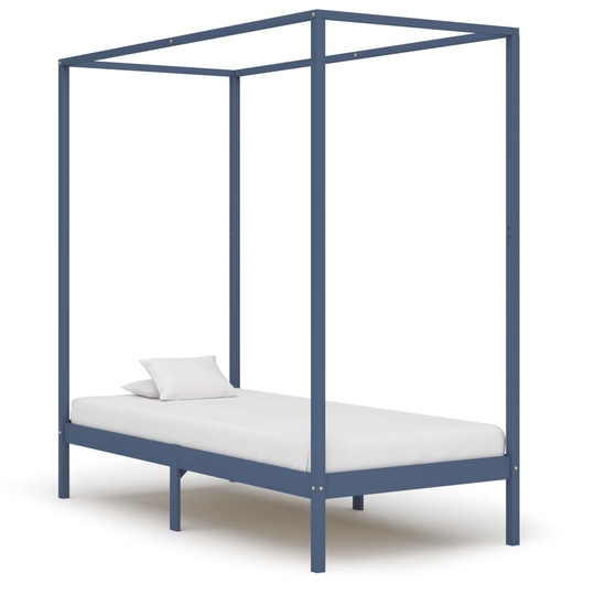 vidaXL Pylvässänky harmaa täysi mänty 90x200 cm
