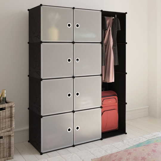 vidaXL Moduulikaappi 9 lokeroa 37x115x150 cm musta ja valkoinen