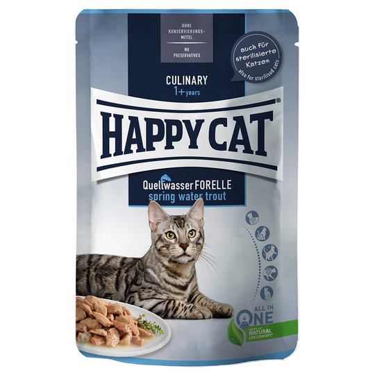 Happy Cat Pouch Meat in Sauce -säästöpakkaus 48 x 85 g - Spring Water Trout