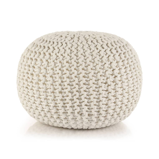 vidaXL Käsinpunottu pallorahi puuvilla 50x35 cm valkoinen