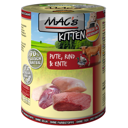 MAC's Cat Kitten 6 x 400 g - Kitten kalkkuna, nauta & ankka