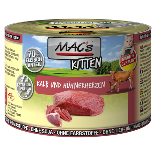 MAC´s Cat -säästöpakkaus 24 x 200 g - Kitten (vasikka & kanansydän)