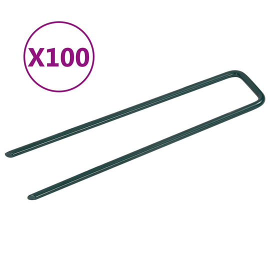 vidaXL Keinonurmen naulat 100 kpl U-muoto rauta