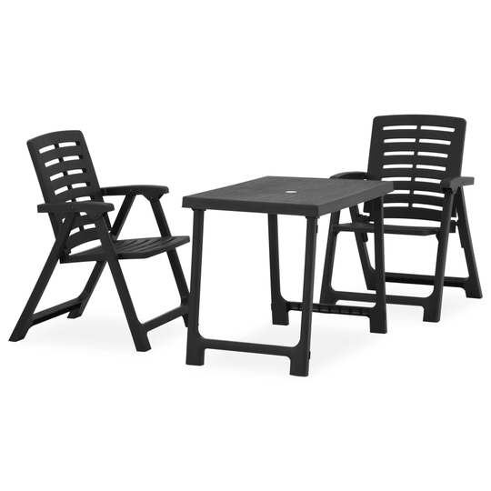 vidaXL 3-osainen Kokoontaittuva Bistrosarja muovi harmaa