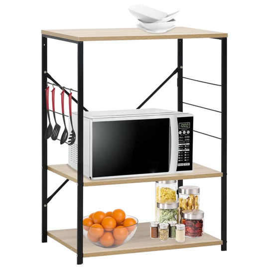 vidaXL Mikroaaltouunikaappi musta ja tammi 60x39,6x79,5 cm lastulevy