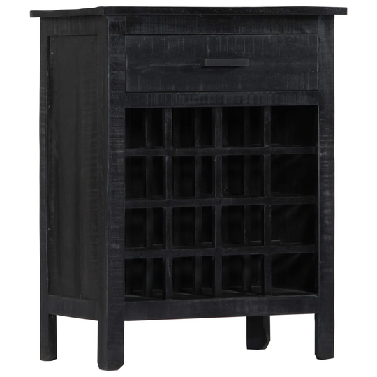 vidaXL Viinipulloteline musta 56x35x75 cm täysi mangopuu