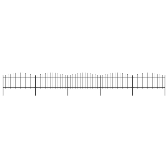 vidaXL Puutarha-aita keihäskärjillä teräs (0,5-0,75)x8,5 m musta