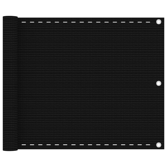 vidaXL Parvekkeen suoja musta 75x500 cm HDPE