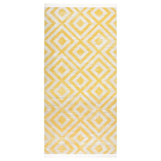 vidaXL Ulkomatto litteä kudos 100x200 cm keltainen ja beige