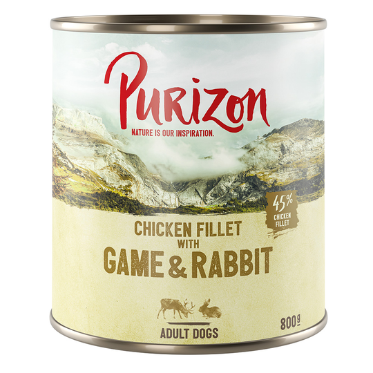 Purizon-koiranruoka 24 x 800 g erikoishintaan! - peura & kani kurpitsalla & puolukoilla