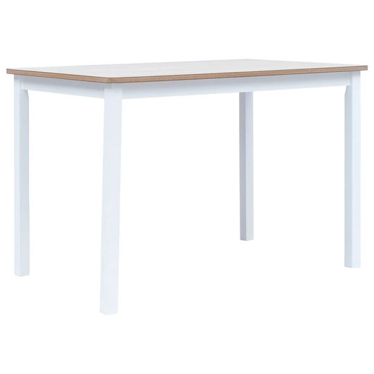 vidaXL Ruokapöytä valkoinen ja ruskea 114x71x75 cm kumipuu