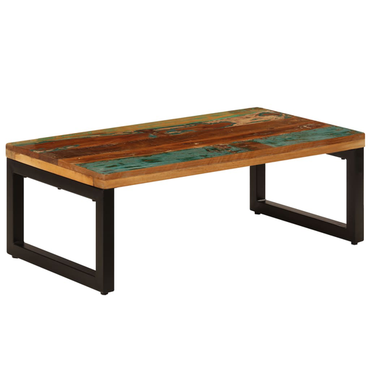 vidaXL Sohvapöytä 100x50x35 cm täysi kierrätetty puu ja teräs