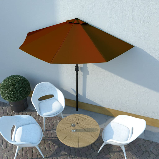 vidaXL Aurinkovarjo alumiinitanko terrakotta 270x135x245 cm