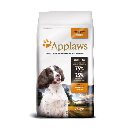 3 kg kaupan päälle! 2 x 7,5 kg Applaws-koiranruokaa - Adult Small & Medium Breed Chicken