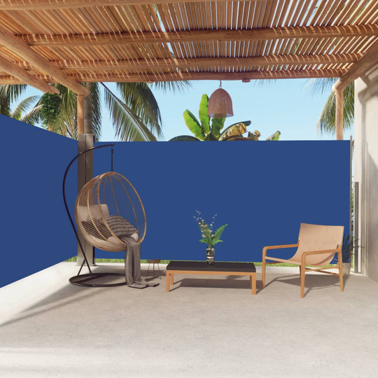 vidaXL Sisäänvedettävä sivumarkiisi sininen 180x600 cm