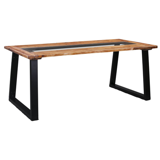 vidaXL Ruokapöytä 180x90x75 cm täysi akaasiapuu ja lasi