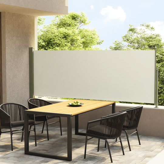 vidaXL Sisäänvedettävä terassin sivumarkiisi 117x300 cm kerma