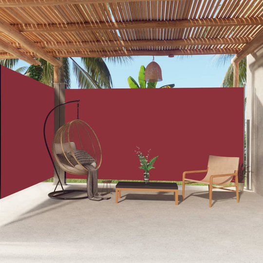 vidaXL Sisäänvedettävä sivumarkiisi punainen 200x600 cm