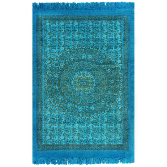vidaXL Kilim matto puuvilla 160x230 cm kuviolla turkoosi