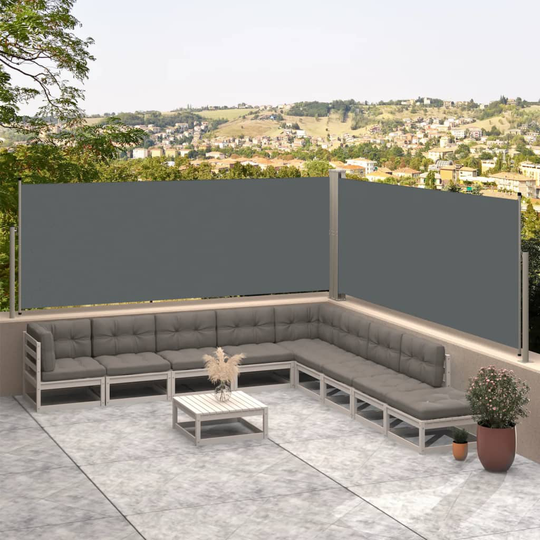 vidaXL Sisäänvedettävä sivumarkiisi antrasiitti 117x600 cm