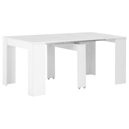 vidaXL Jatkettava ruokapöytä korkeakiilto valkoinen 175x90x75 cm